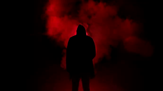 dark man standing red smoke overlay