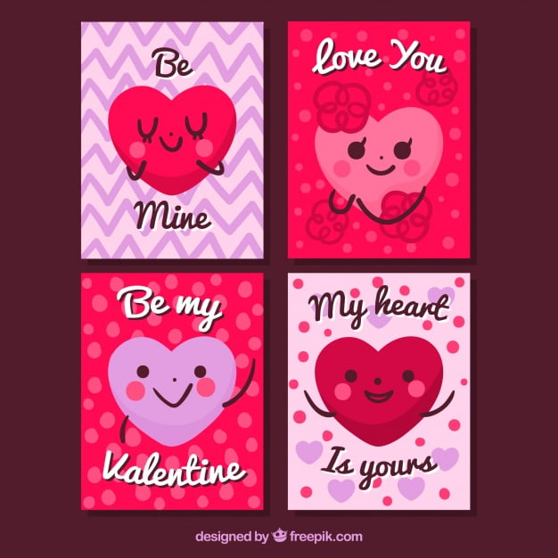 Hand-Drawn Pink Love Cards