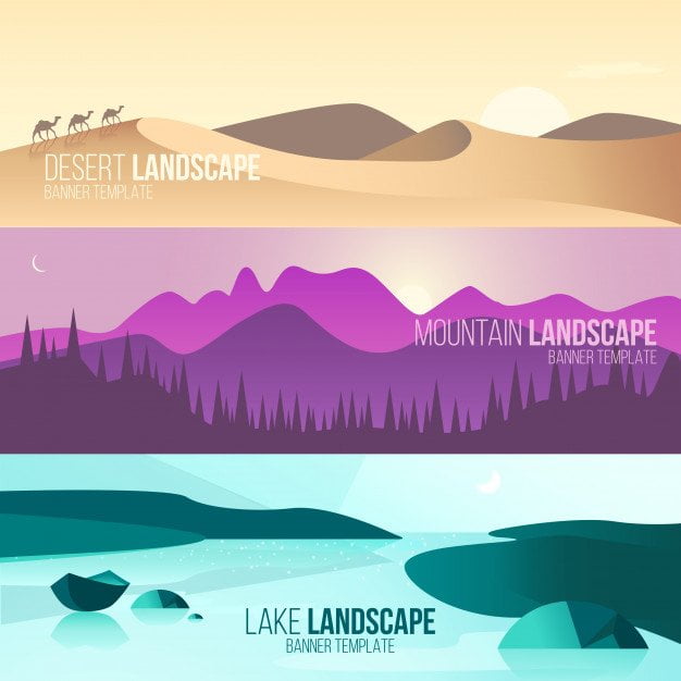 landscape-banners purple desert lake