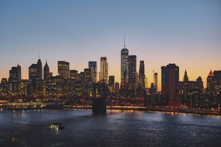 new york sunset skyline aerial