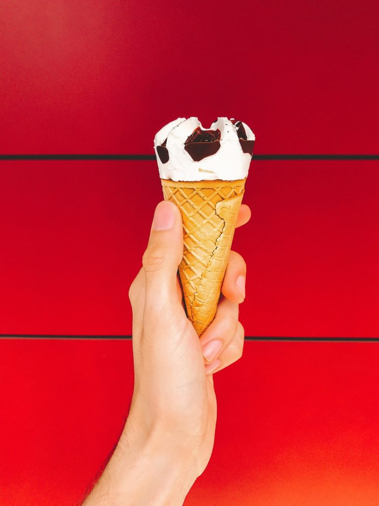 red background ice cream vanilla