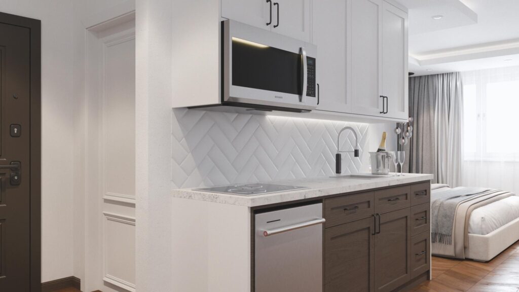 3D Still Render of a Cooktop in Hotel Scene - Kenyon