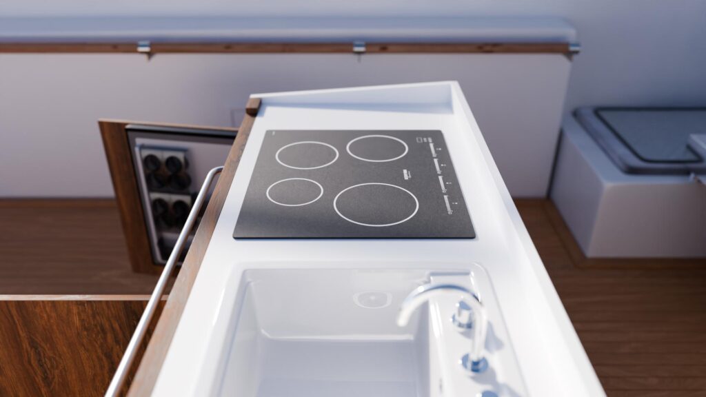 Kenyon Cooktops in a 3D Boat Scene - Still image renderings