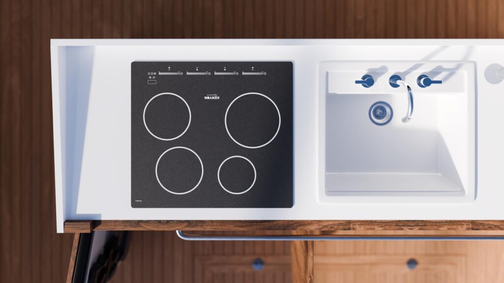 Kenyon Cooktops in a 3D Boat Scene - Still image renderings